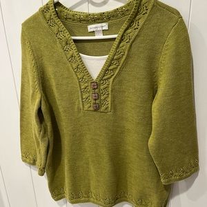 Christopher and Banks Sage Green Cotton Sweater